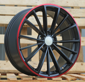 Alu kola Racing Line B5937, 17x7.5 5x112 ET51, černá matná + červený límec