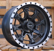 Alu kola Racing Line B5995, 17x9 5x127 ET6, Černá matná + leštěný límec