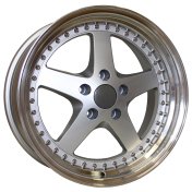 Alu kola Racing Line B1161, 18x8.5 5x120 ET30, stříbrná + leštěný límec