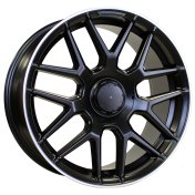 Alu kola Racing Line B1258, 18x8.5 5x112 ET36, Černá matná + leštěný límec