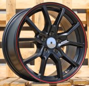 Alu kola Racing Line B5253, 17x7 5x112 ET40, černá matná + červený límec