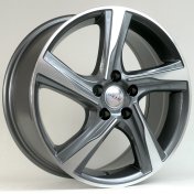 Alu kola Racing Line BY115, 17x7.5 5x108 ET50, šedivá + leštění