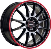 Alu kola RONAL R54 MCR, 16x7 4x98 ET35, černá lesklá s červenou linkou