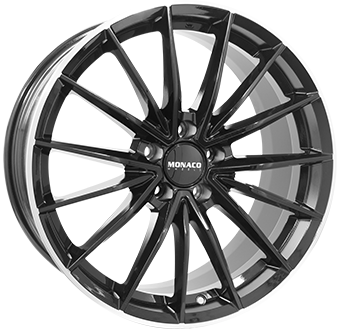 Alu kola MONACO WHEELS GP14, 20x9 5x112 ET35, černá lesklá + leštěný límec (zátěžová)