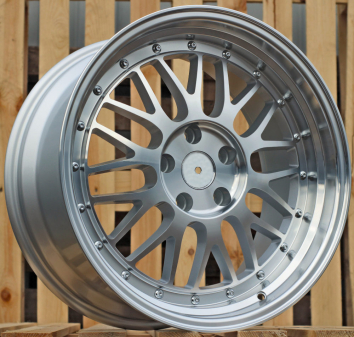 Alu kola Racing Line A1025, 17x8.5 5x120 ET34, stříbrná + leštěný límec