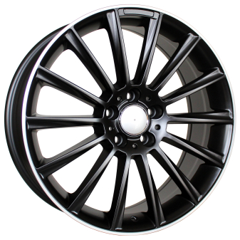 Alu kola Racing Line B1048, 19x8.5 5x112 ET38, Černá matná + leštěný límec