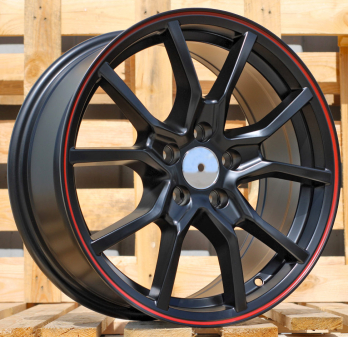 Alu kola Racing Line B5253, 16x7 5x100 ET36, černá matná + červený límec