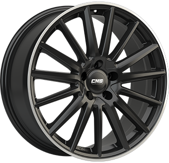 Alu kola CMS C23, 18x8 5x112 ET43, černá lesklá + leštěný límec