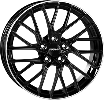 Alu kola MONACO WHEELS GP11, 19x8 5x112 ET28, černá lesklá + leštěný límec (zátěžová)