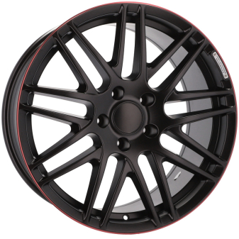 Alu kola Racing Line 8102, 20x9.5 5x130 ET50, černá matná + červený límec